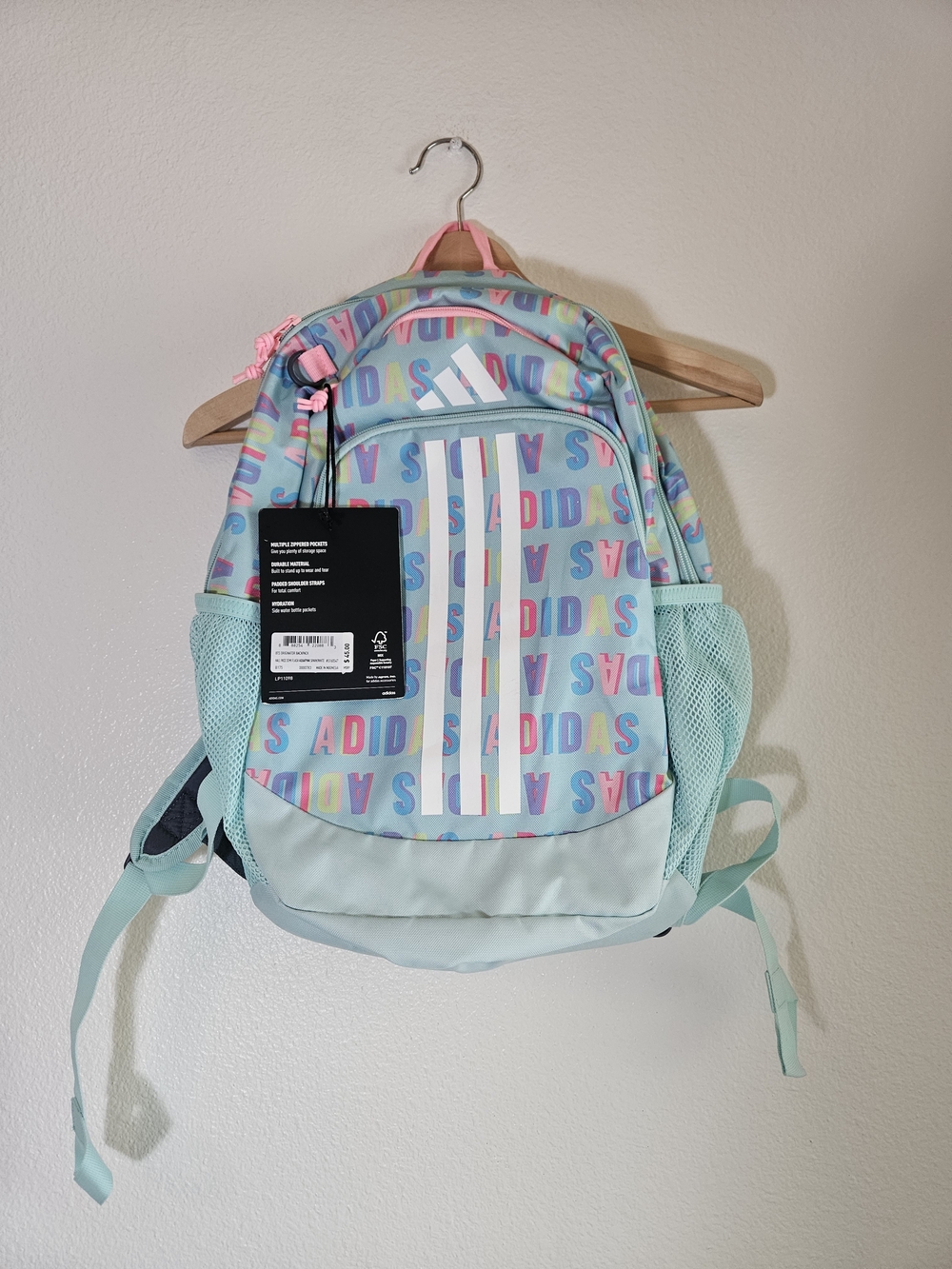 adidas BTS Originator Logo School Backpack - Mint, Pink & Blue